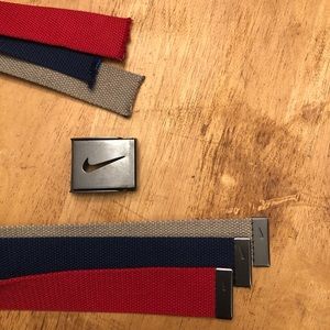 Nike Golf Adjustable Web Belt 3 Pack (Navy/Red/Tan).